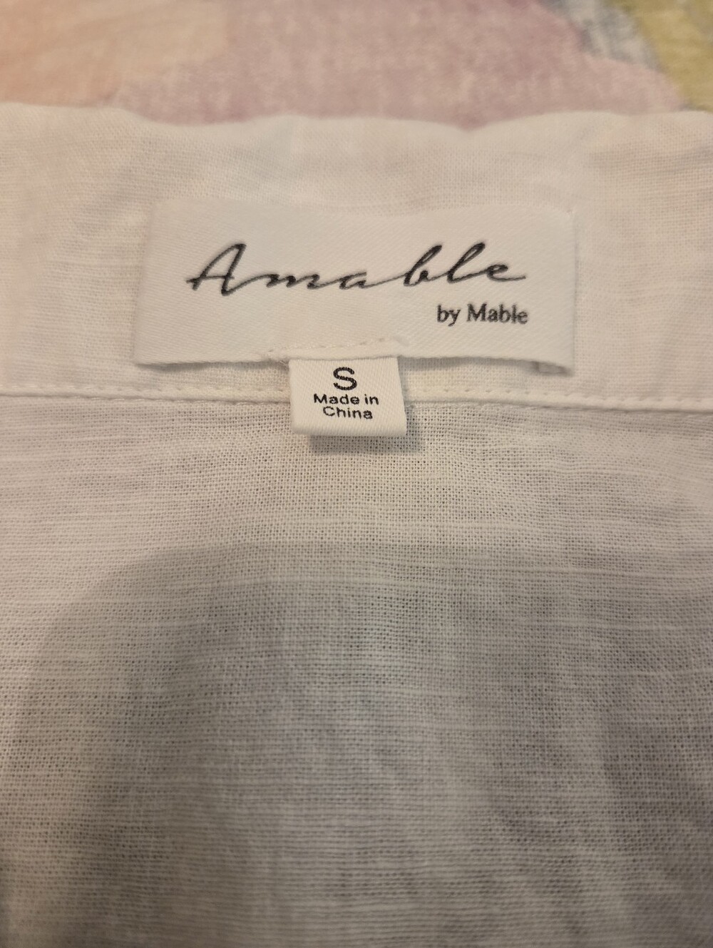 AMABLE By Mable White Linen Blend Multi Floral Embroidered Rickrack Crop Top S - Picture 11 of 12